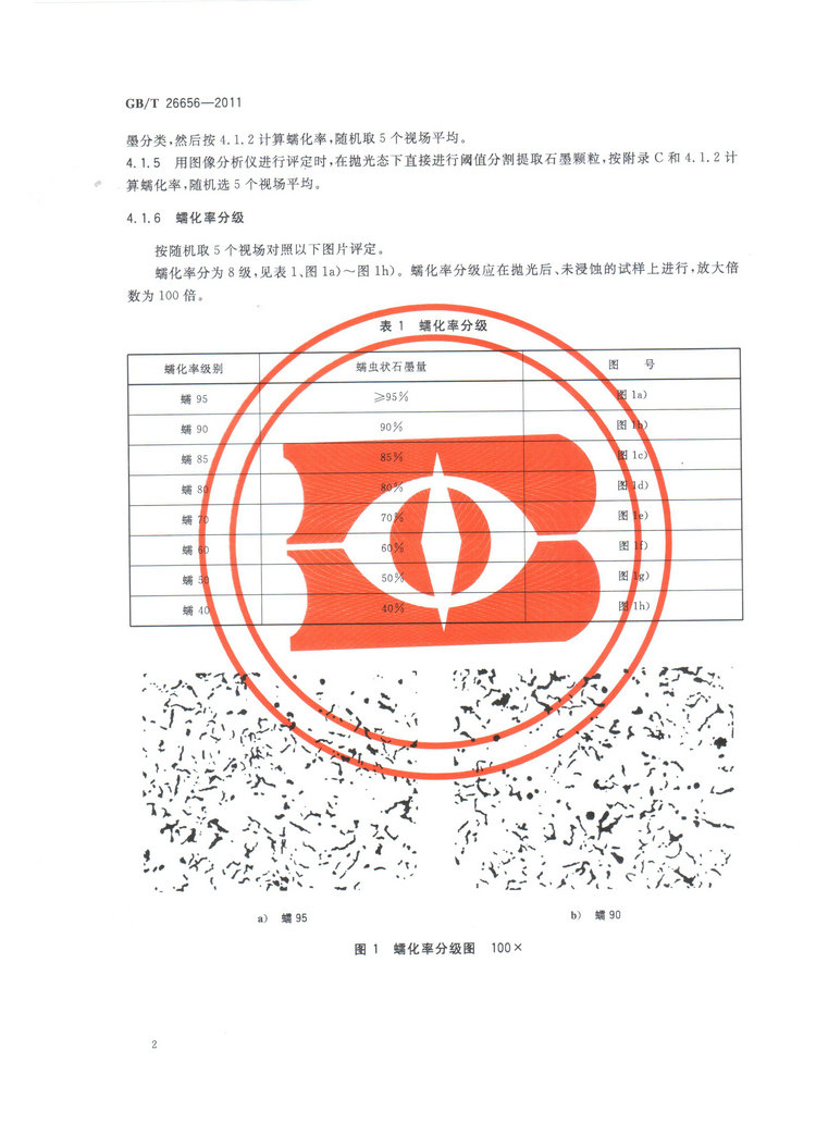 蠕墨鑄鐵金相試驗(yàn)國(guó)家標(biāo)準(zhǔn)GB/T26656-2011